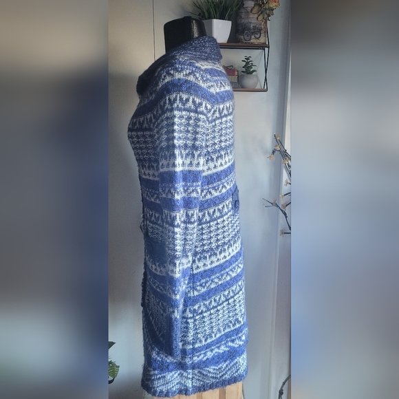 Joseph A Blue and White Button Front Knit Mid Length Cardigan S - Picture 5 of 7